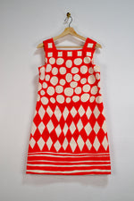 Sixties Dark Orange Patterned Shift Dress
