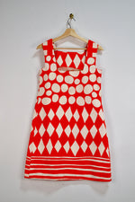 Sixties Dark Orange Patterned Shift Dress