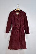 Vintage Plum Burgundy Suede Coat