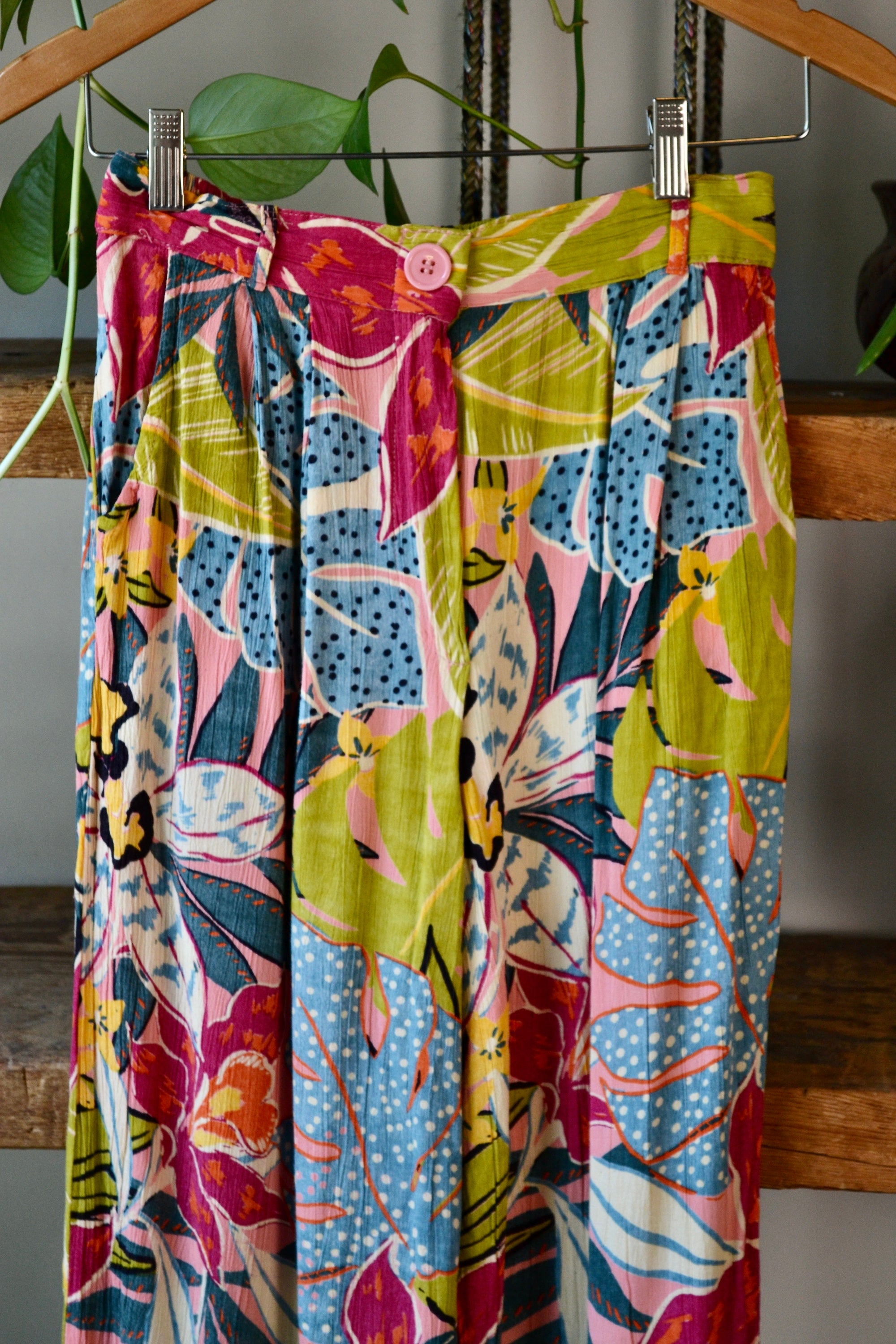 90s Floral Rayon Pants