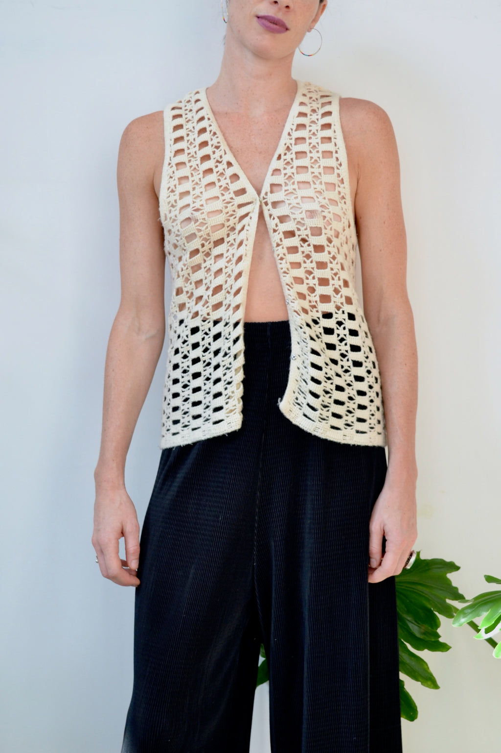 Crochet Cream Vest