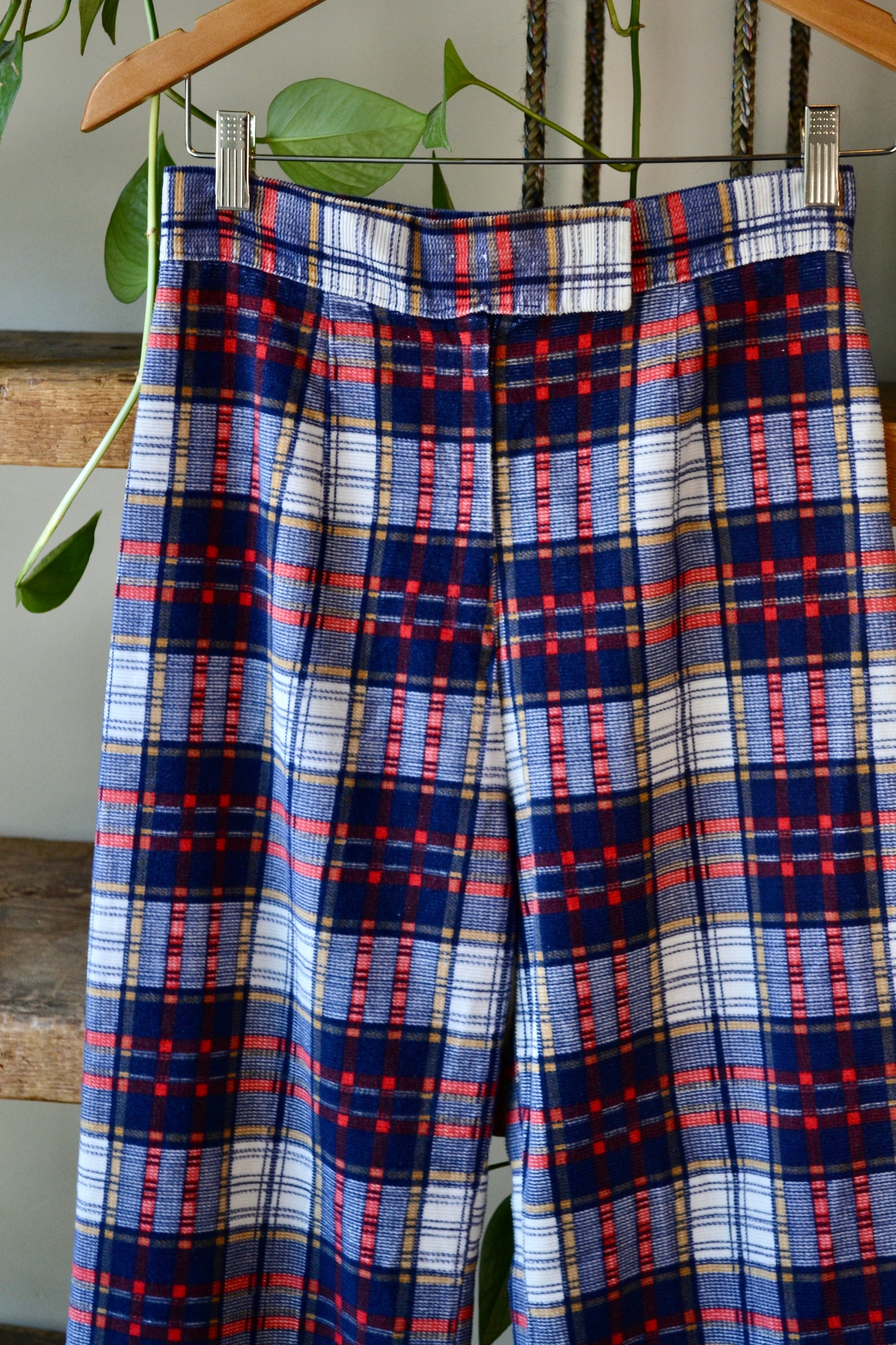 Vintage Plaid Wide Leg Cords