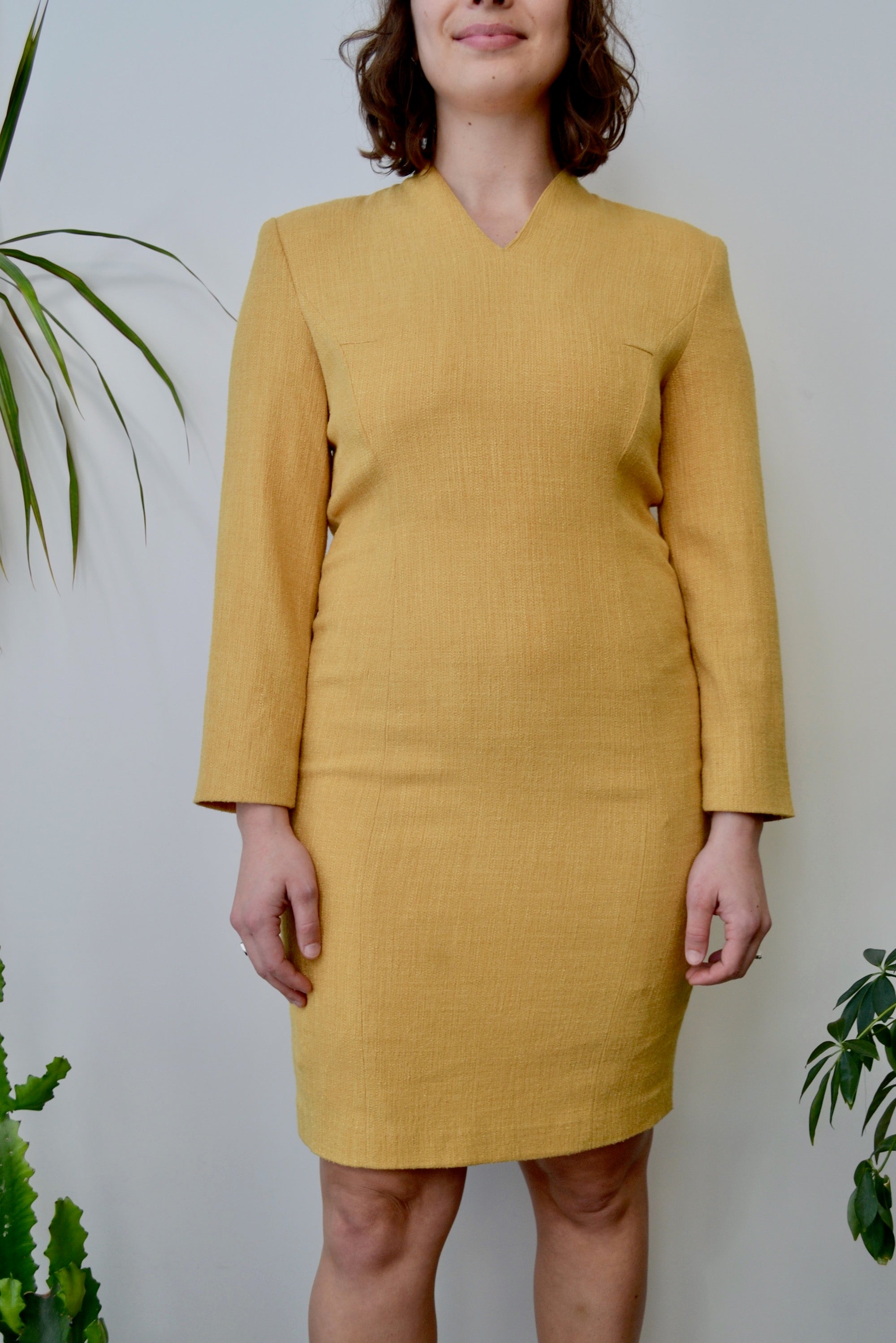 Eighties Mustard Wiggle Dress