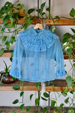 Aqua Sheer Ruffle Blouse