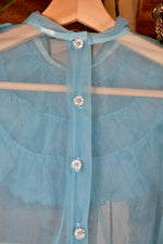 Aqua Sheer Ruffle Blouse