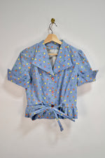 Vintage Fifties Floral Short Sleeve Blouse