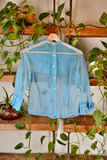 Aqua Sheer Ruffle Blouse