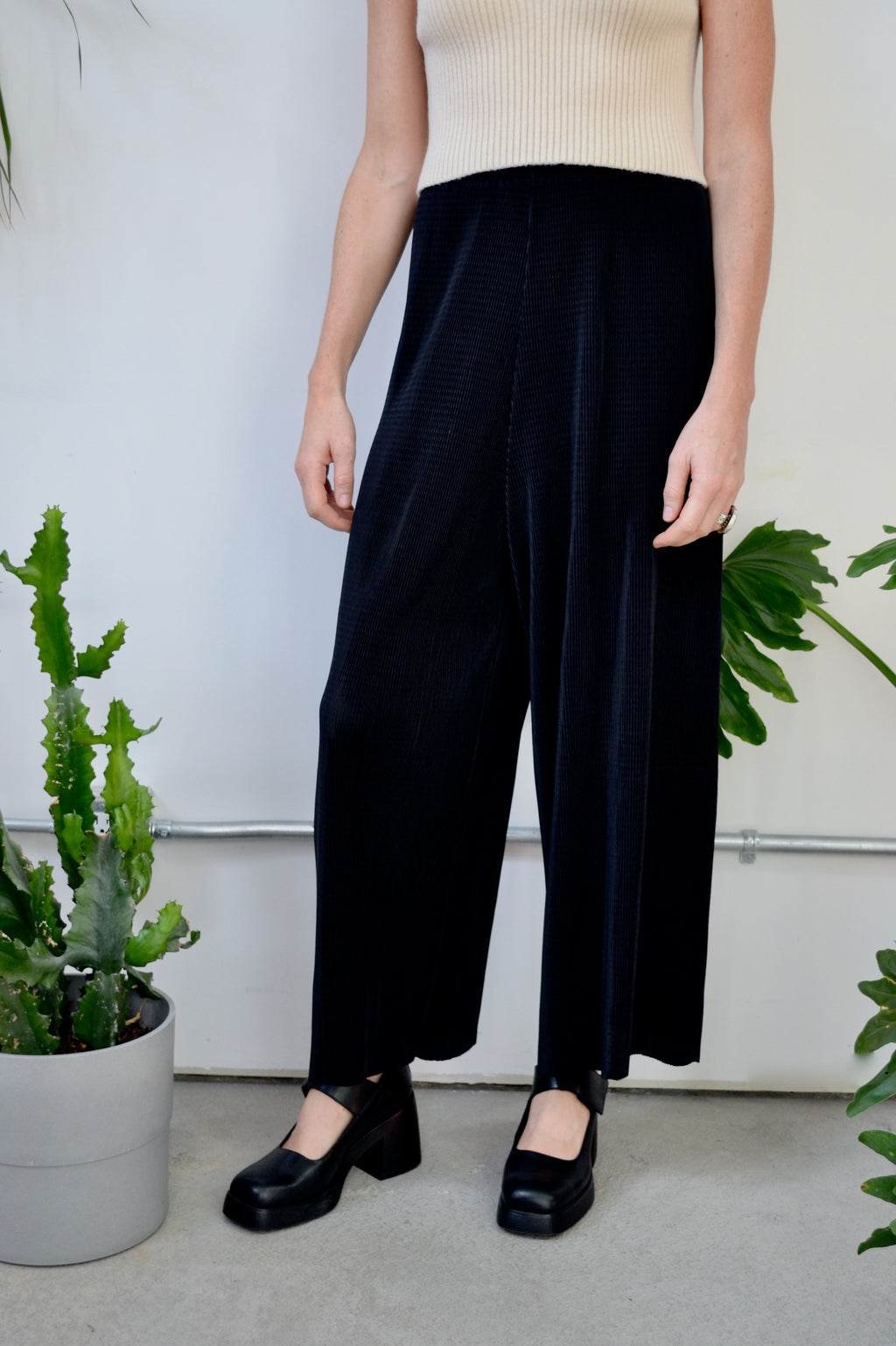 Pleated Wide Leg Trousers