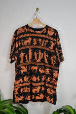 Vintage Greek Pottery Themed Allover Print Tee