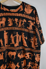 Vintage Greek Pottery Themed Allover Print Tee
