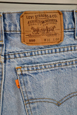 90's 550 Orange Tab Light Wash Levi Denim Jorts