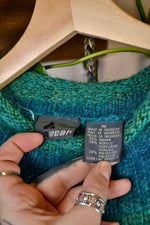 Teal Striped Mohair Sweater