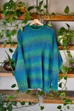 Teal Striped Mohair Sweater
