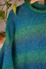 Teal Striped Mohair Sweater