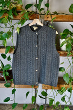 Grey Wool Cable Knit Sweater Vest