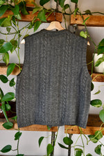 Grey Wool Cable Knit Sweater Vest