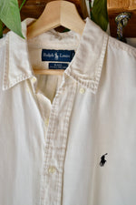 Ralph Lauren Cream Silk & Linen Blend Button Up