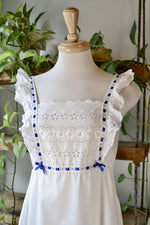 70s White Ruffle Maxi