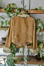 Y2K Faux Fur Trim Suede Jacket