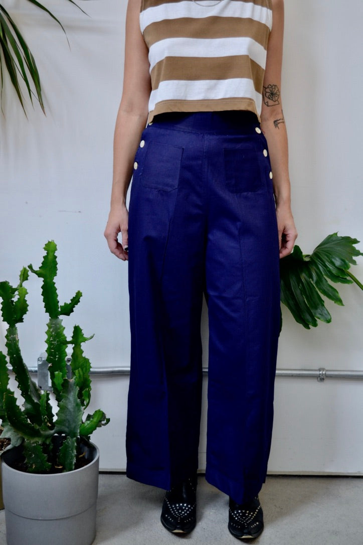 She Sells Sea Shells Navy Blue Trousers