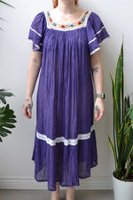 Gauzy Indigo Peasant Dress