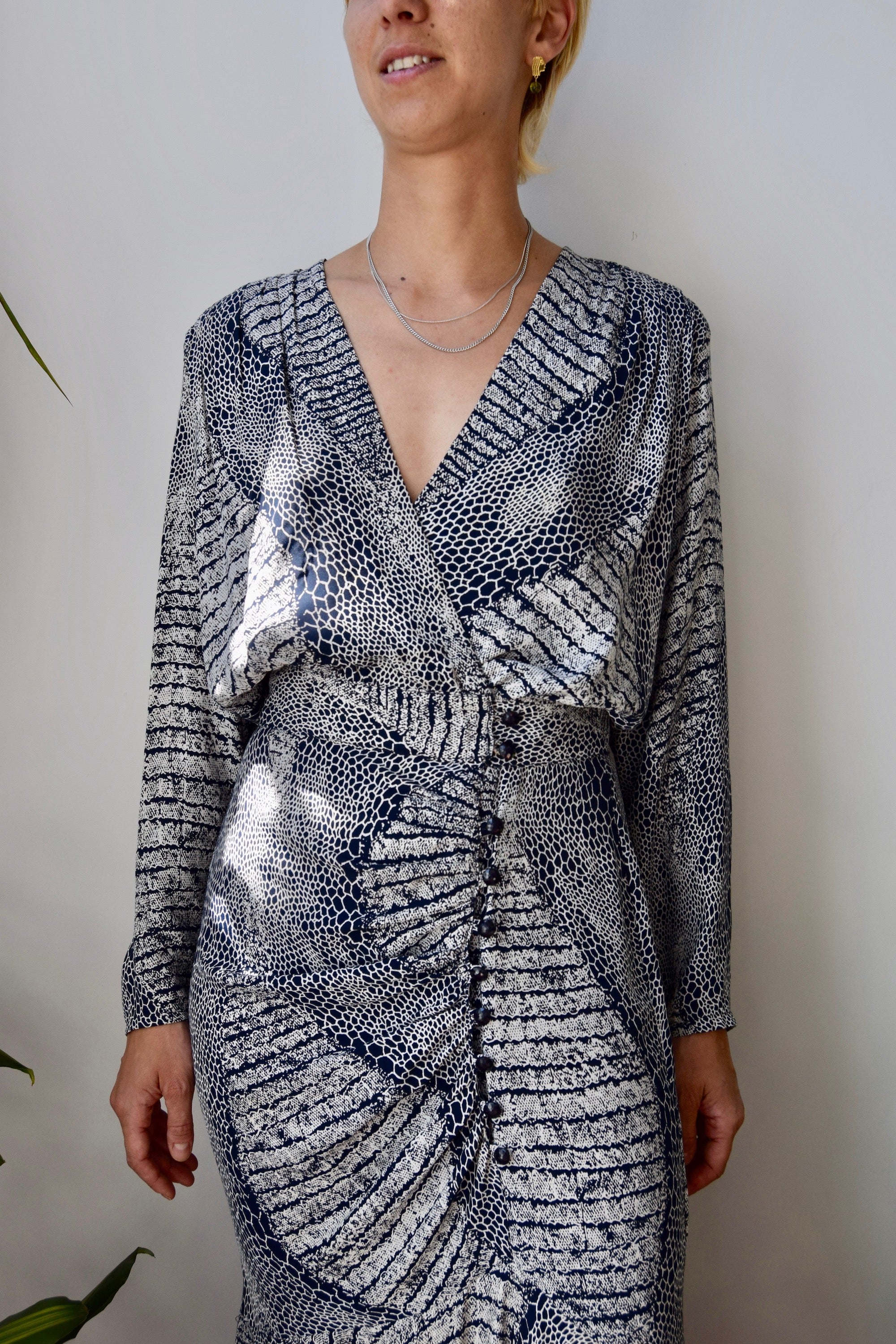 Grey snake print wrap dress best sale