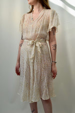 Vintage Sheer Silk Flutter Sleeve Dress