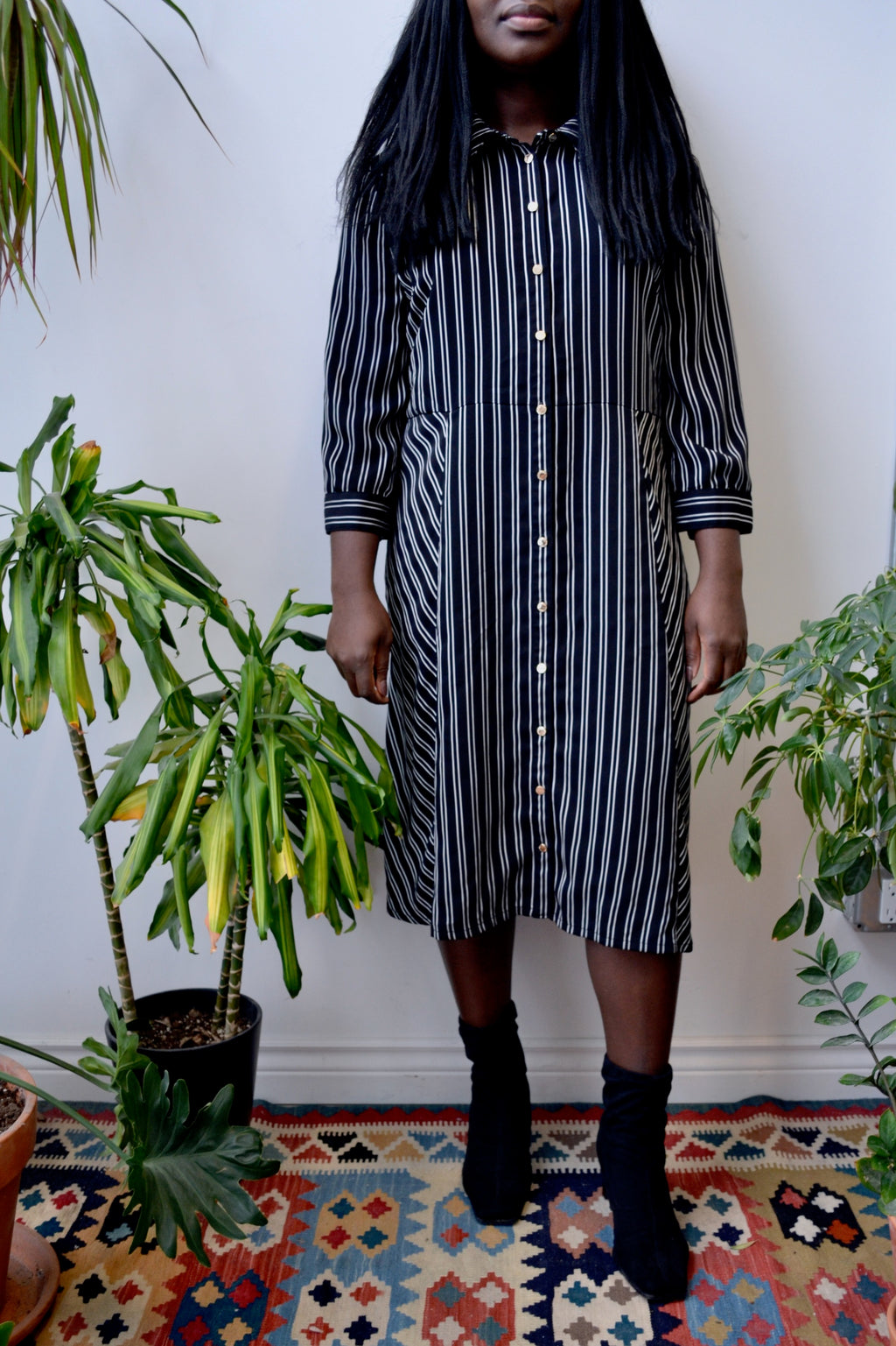 Designer Striped Shirt Dress