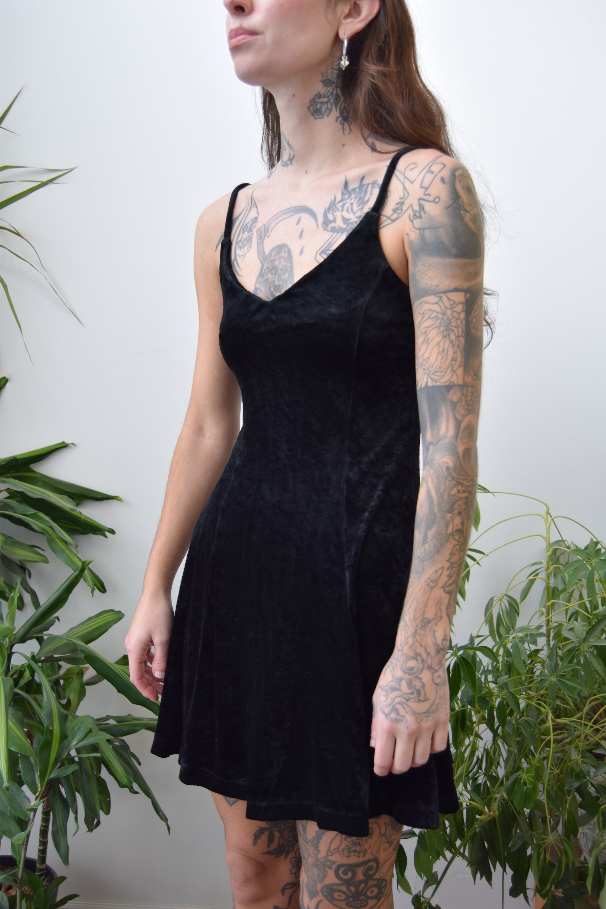 Black Velvet Skater Dress