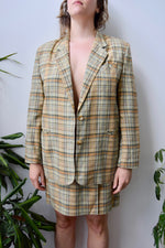 Designer Plaid Skirt Suit