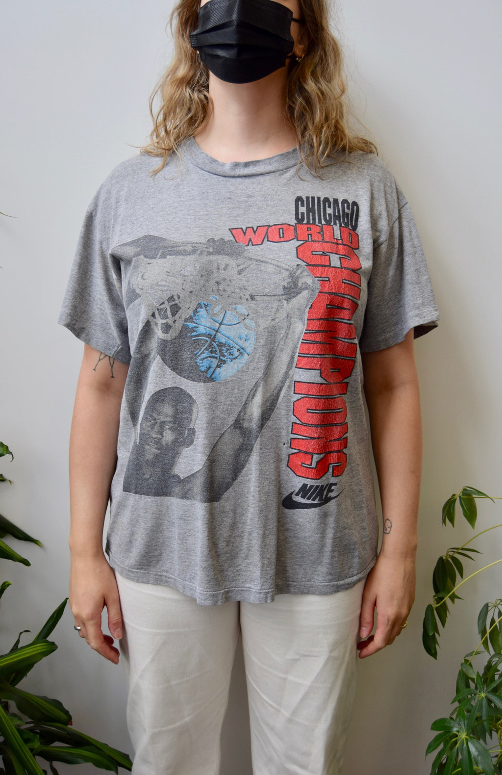 Nineties Nike Grey Tag Bulls World Champs Tee