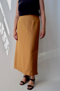 Caramel Linen Wrap Skirt