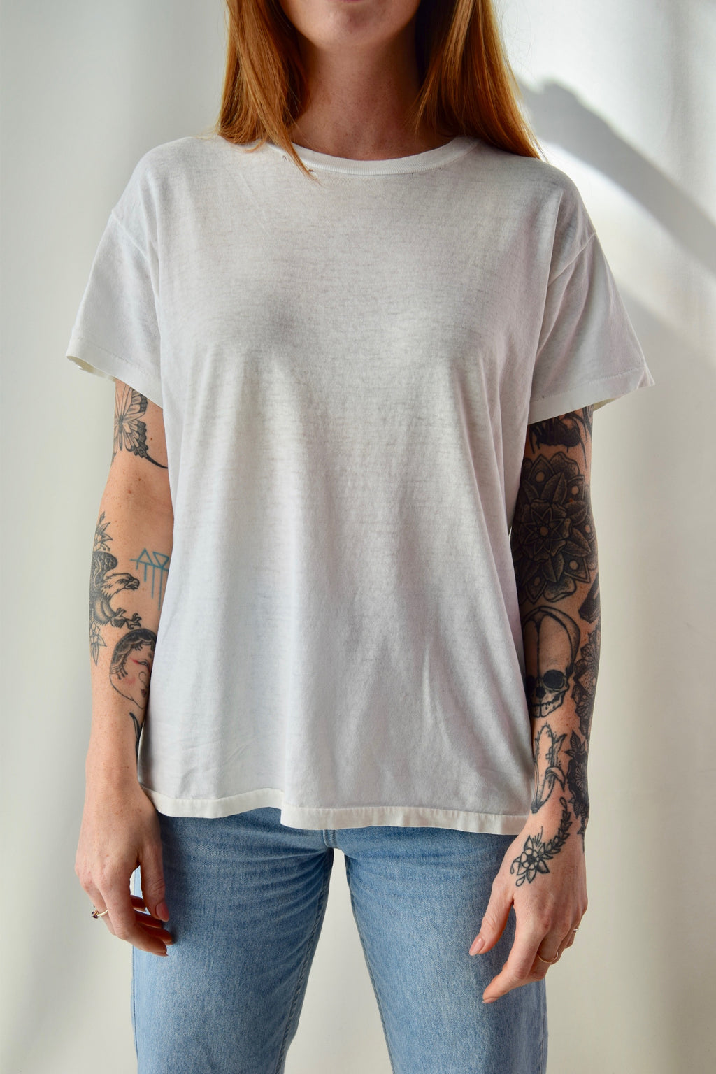 Vintage Threadbare Plain White T-Shirt