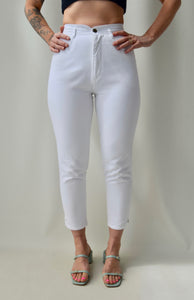 Cropped White Slim Jeans