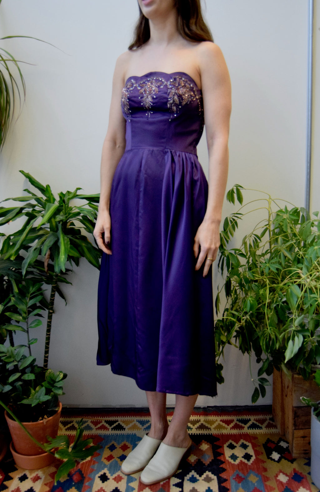 Vintage Aubergine Beaded Gown