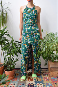 Seventies Geometric Floral Maxi Dress