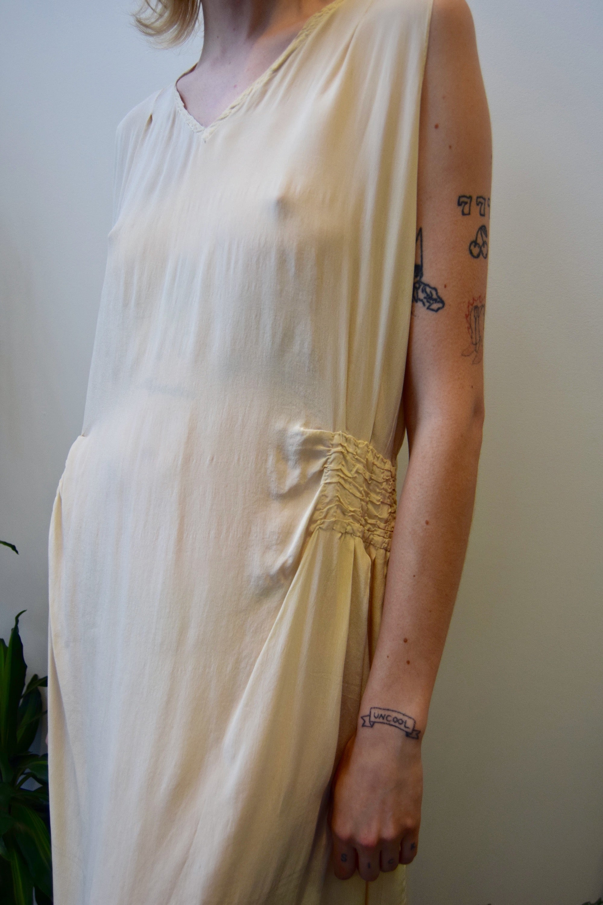 Twenties Delicate Bone Silk Dress
