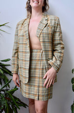 Designer Plaid Skirt Suit