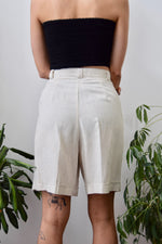 Beige Gingham Trouser Shorts