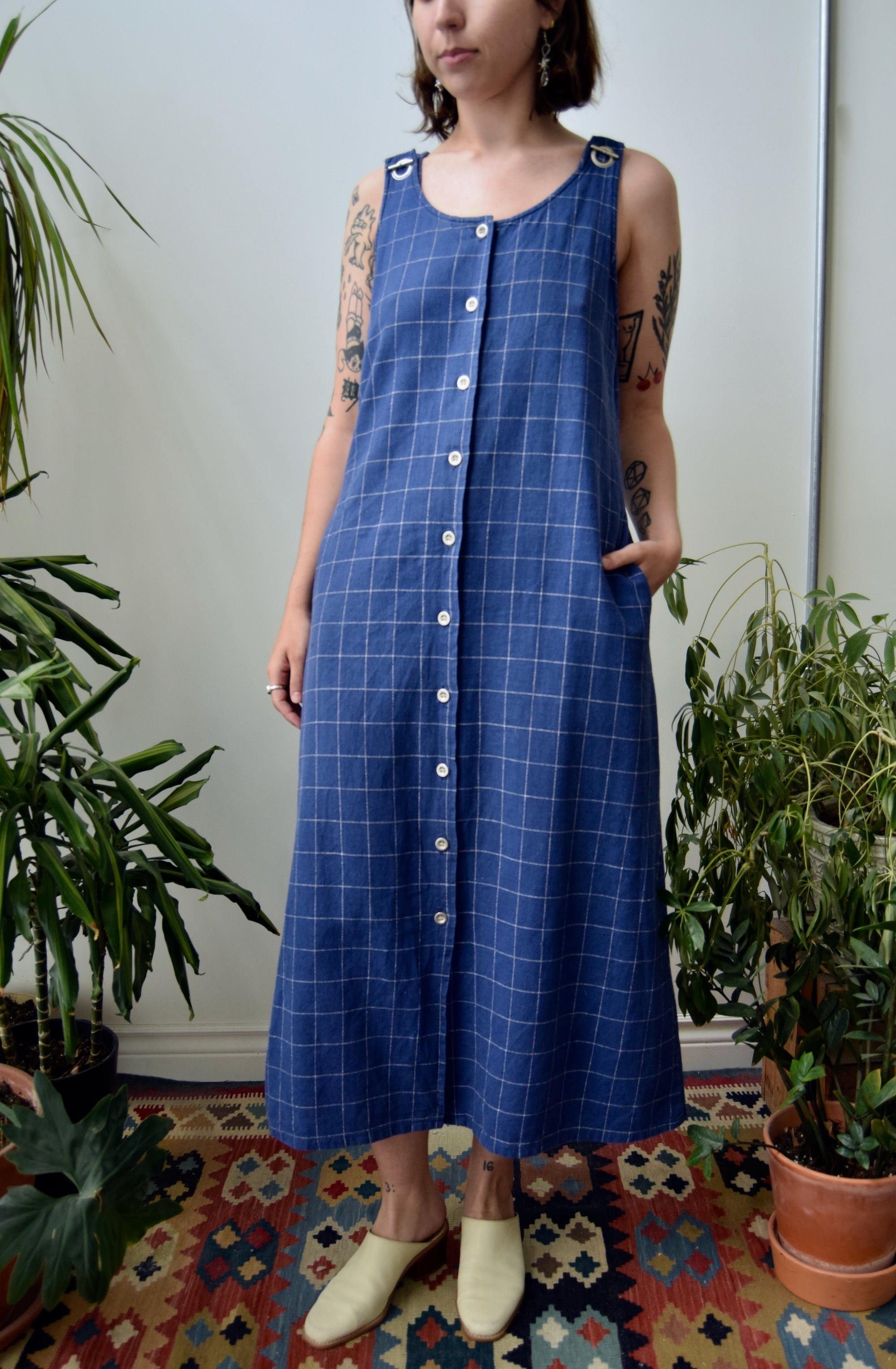 Grid Linen Market Dress