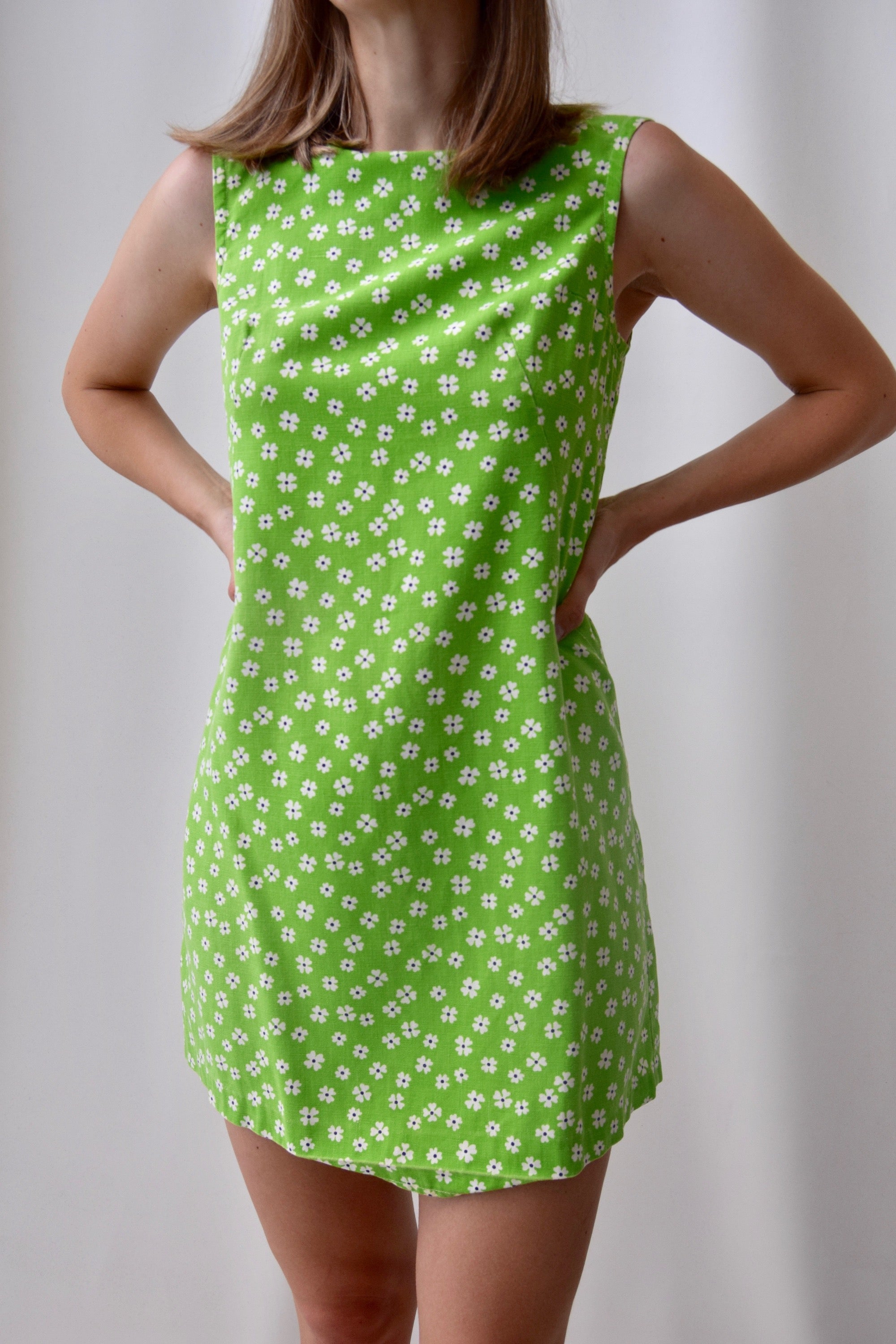 60's Green Mini Floral Dress