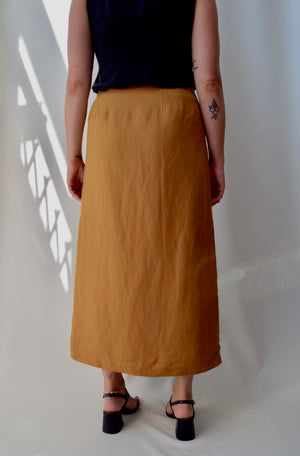 Caramel Linen Wrap Skirt