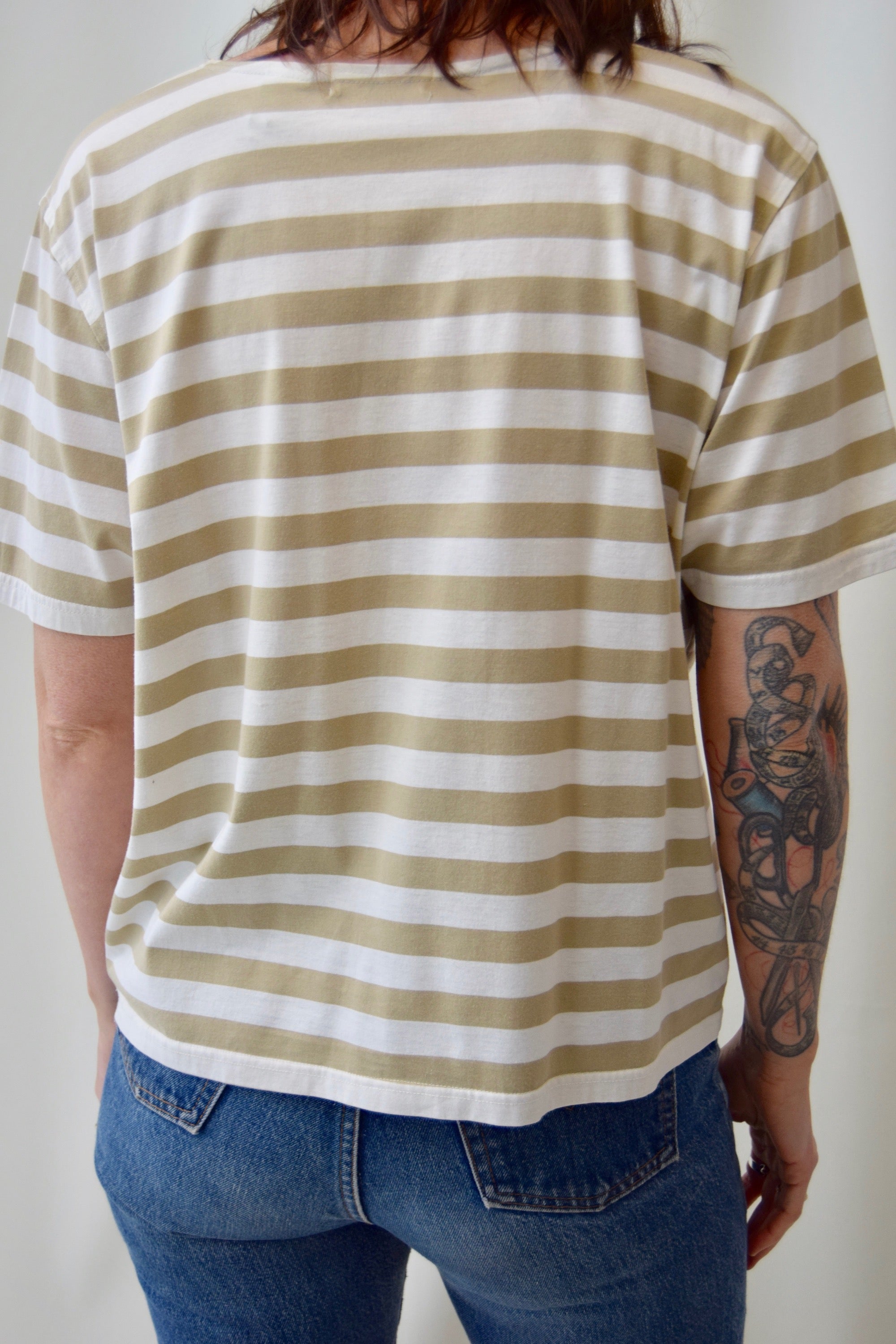 Tan And Cream Striped T-Shirt