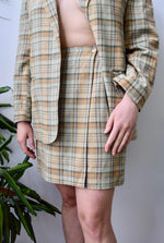 Designer Plaid Skirt Suit