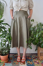 Olive Cotton Ramie Skirt