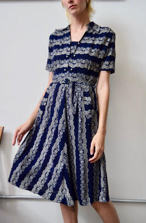 Vintage Lace Print Dress