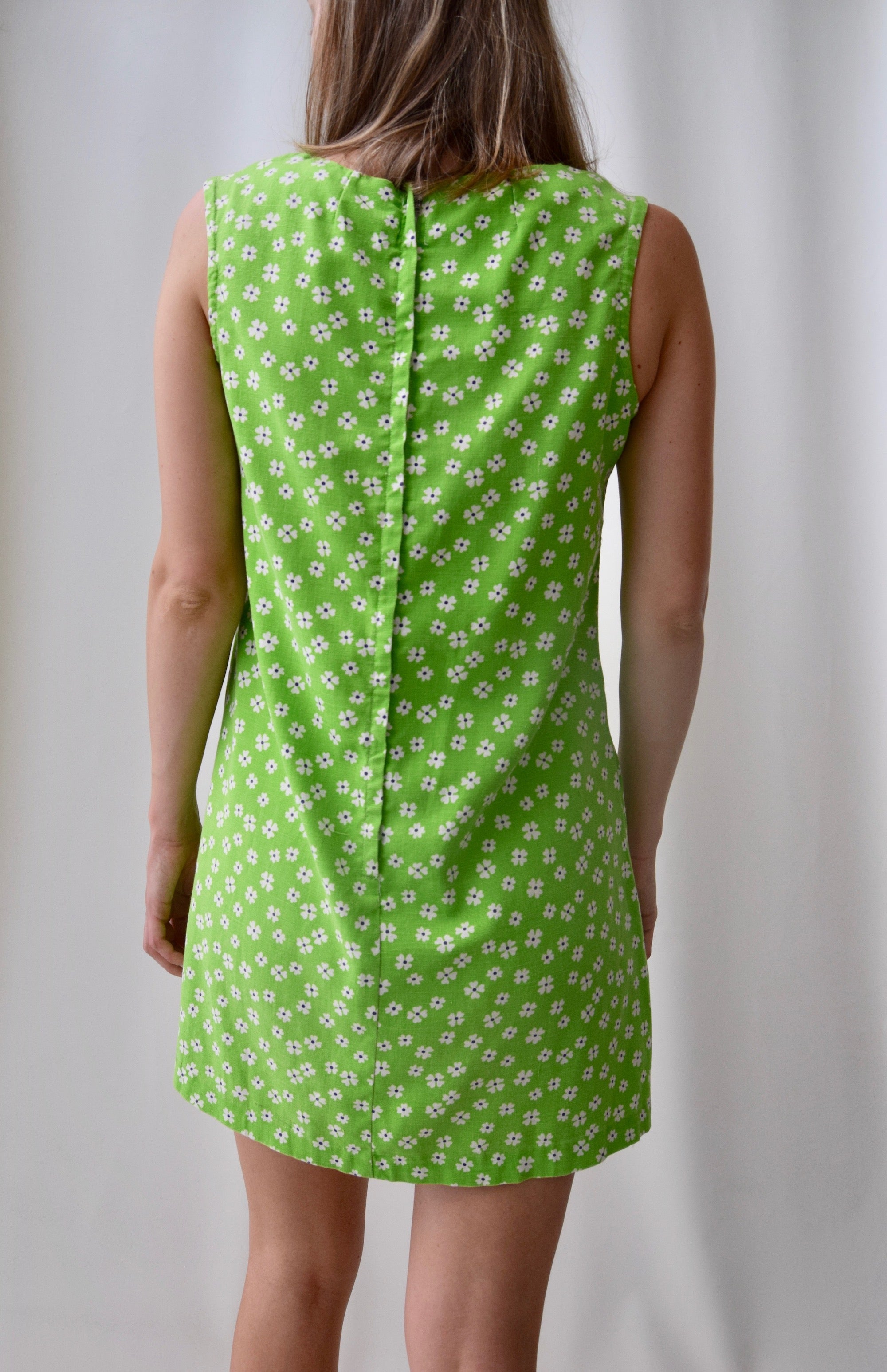 60's Green Mini Floral Dress