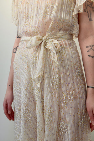 Vintage Sheer Silk Flutter Sleeve Dress