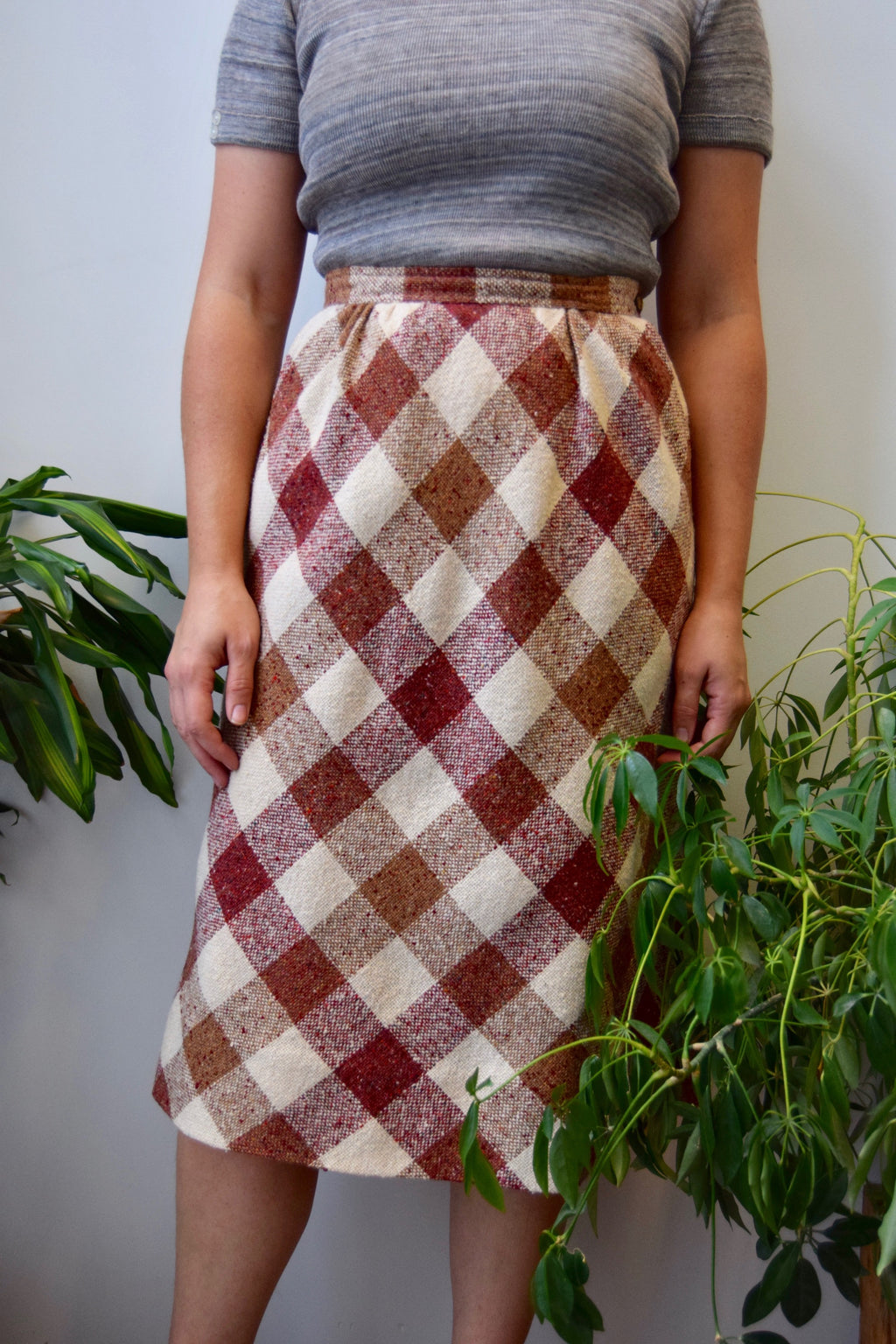 Eighties Plaid Midi Skirt