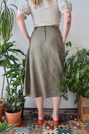 Olive Cotton Ramie Skirt